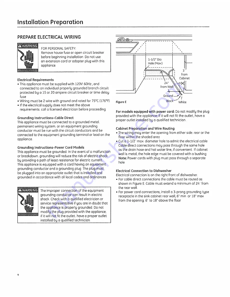 GE PDW1800N01WW Installation Instructions Manual Download Page 4