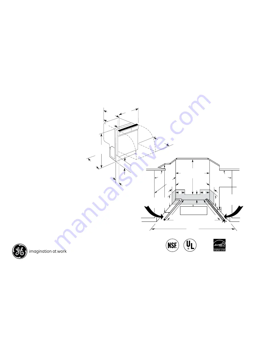 GE PDWF400PCC - Profile Dishwasher With SmartDispense... Dimensions And Installation Information Download Page 1