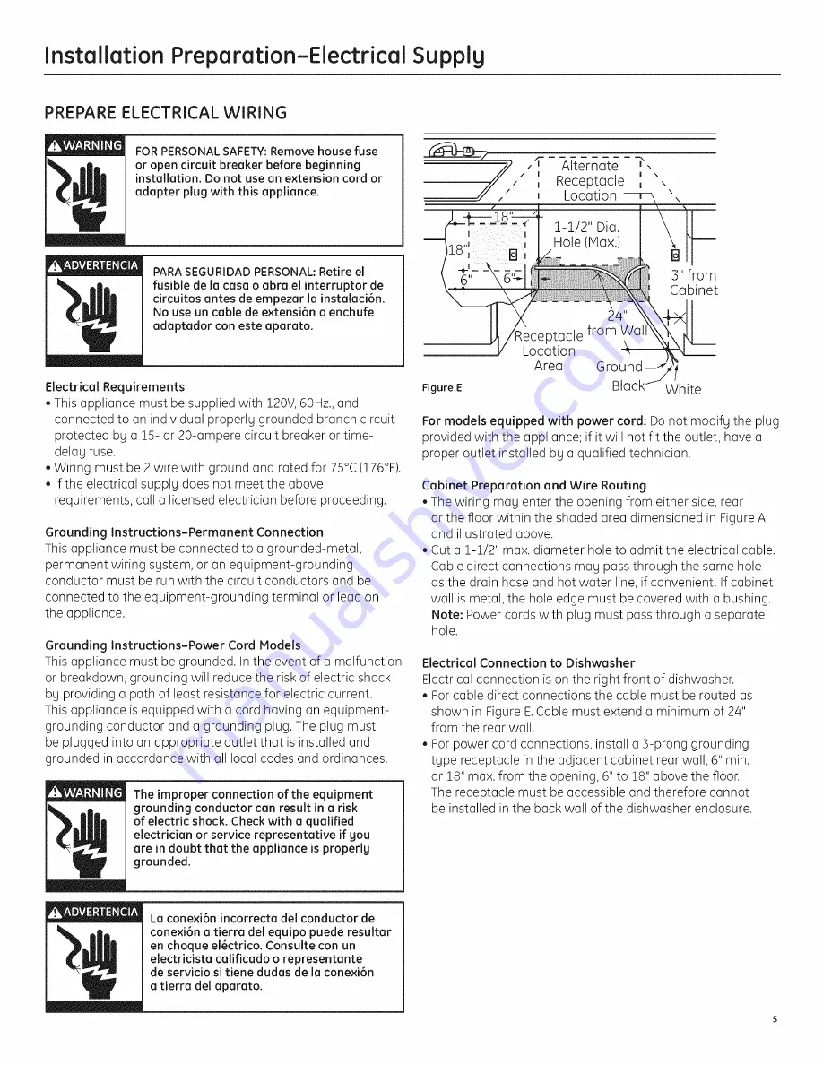 GE PDWT380R10SS Installation Instructions Manual Download Page 5