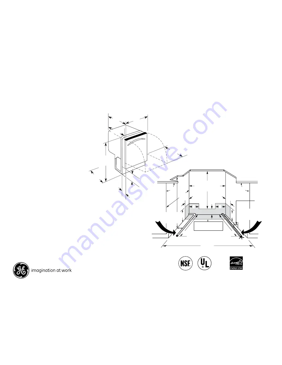 GE PDWT500RWW - Profile 24 in. Dishwasher Dimensions And Installation Information Download Page 1