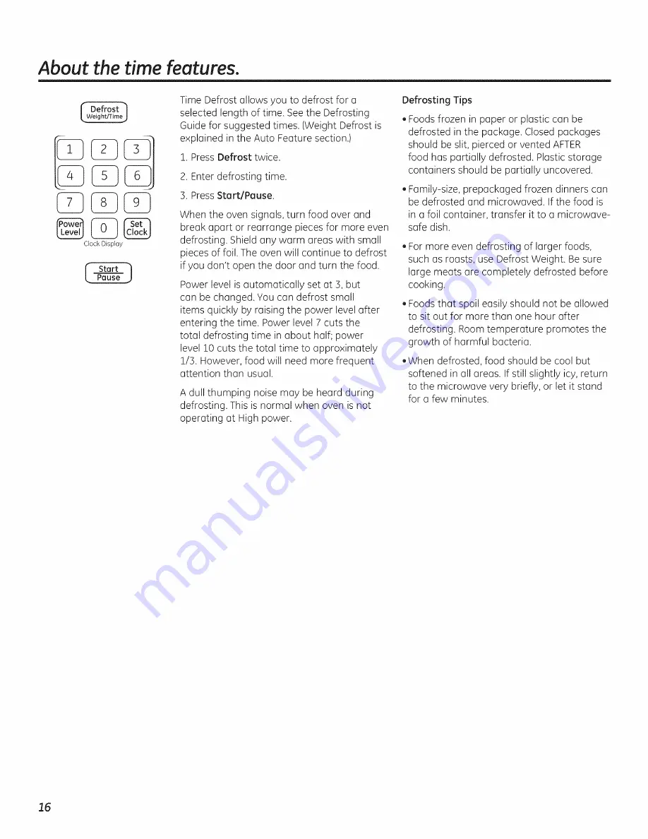 GE PEB7226EH1ES Owner'S Manual Download Page 16