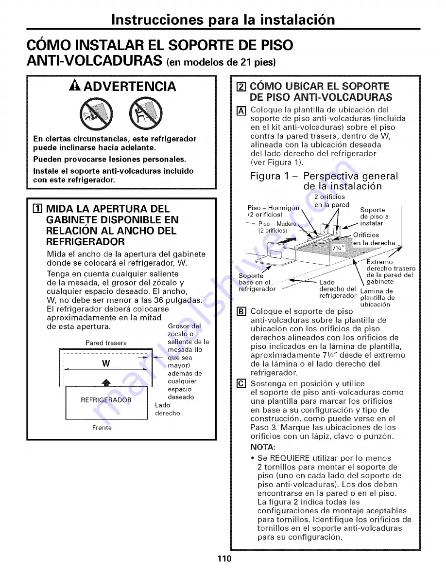 GE PFIC1NFWCWV and Owner'S Manual And Installation Instructions Download Page 110