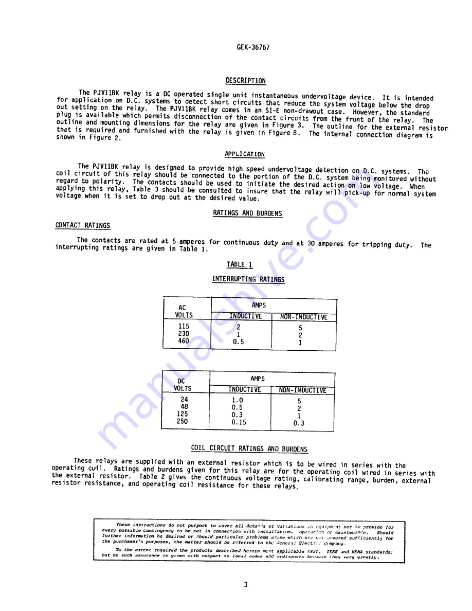 GE PJV Series Instructions Manual Download Page 3