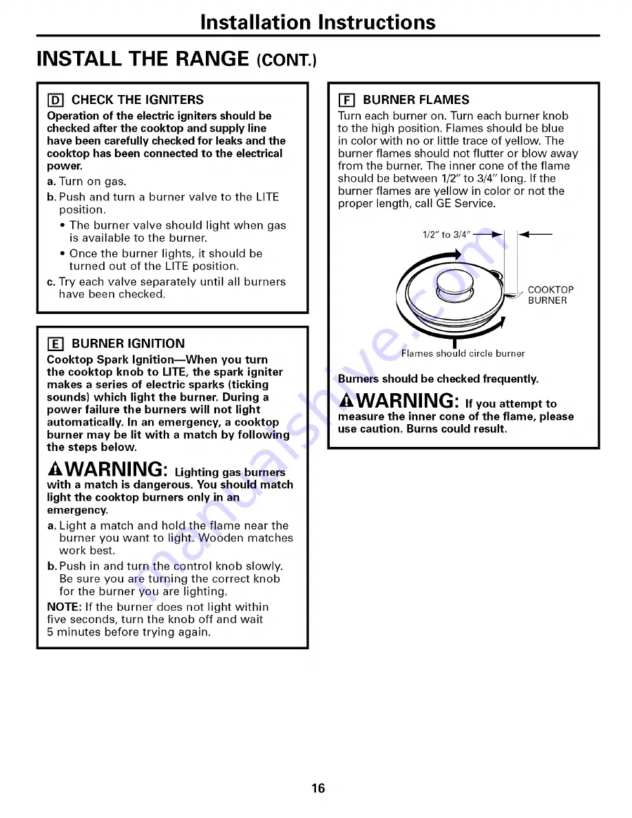 GE Profile J2S968 SERIES Installation Instructions Manual Download Page 16