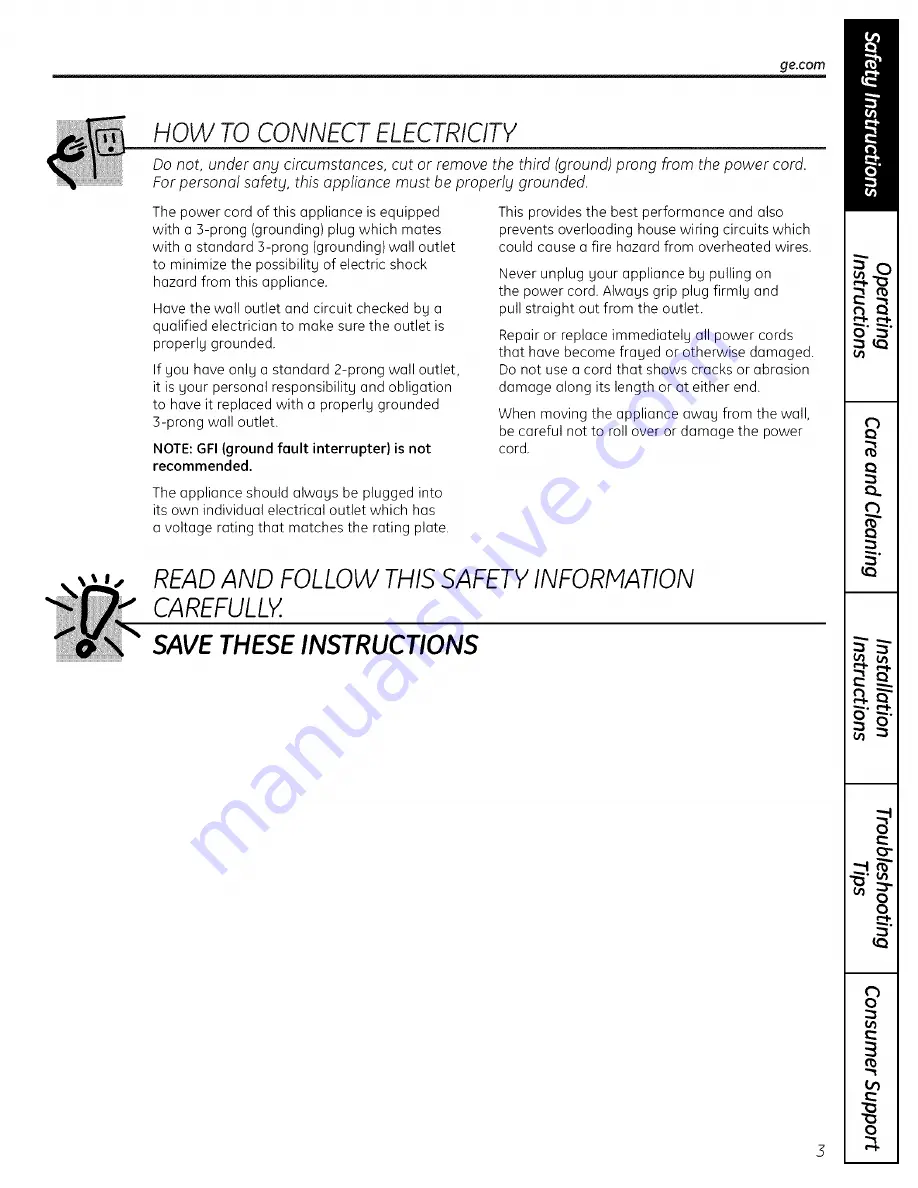 GE Profile PCR06WATSS Owner'S Manual And Installation Instructions Download Page 3