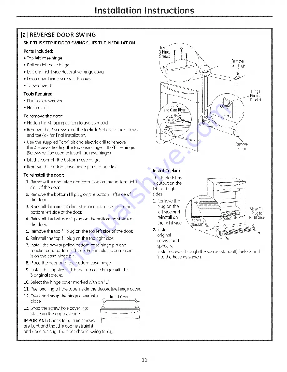 GE Profile PCR06WATSS Owner'S Manual And Installation Instructions Download Page 11