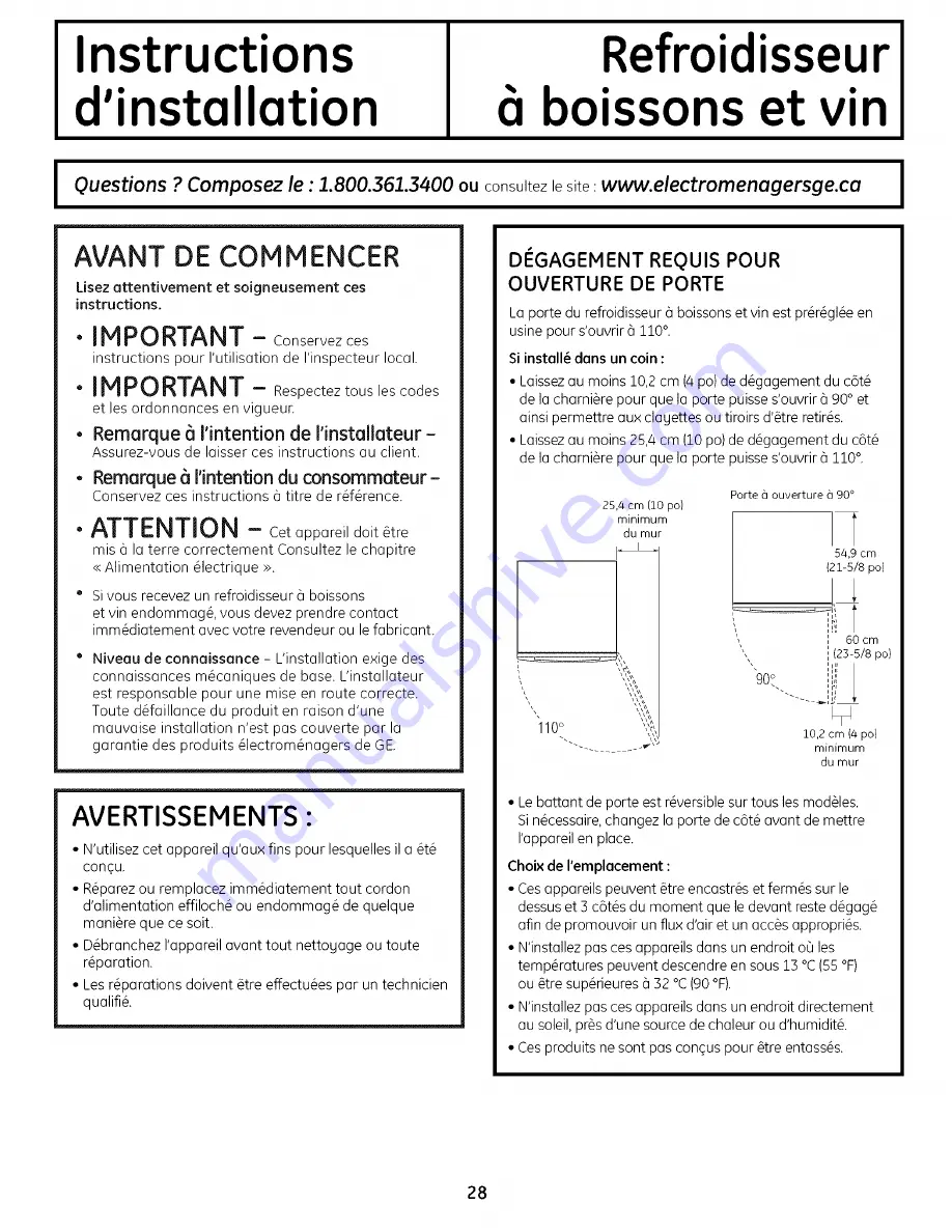 GE Profile PCR06WATSS Owner'S Manual And Installation Instructions Download Page 28