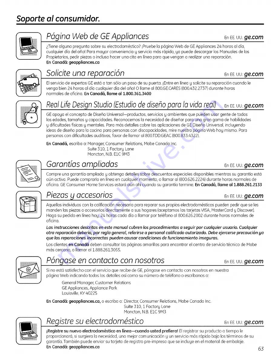 GE Profile PCR06WATSS Owner'S Manual And Installation Instructions Download Page 63