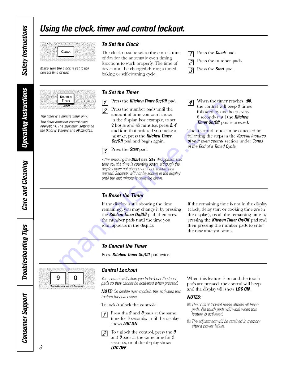 GE Profile PK956 Owner'S Manual Download Page 8