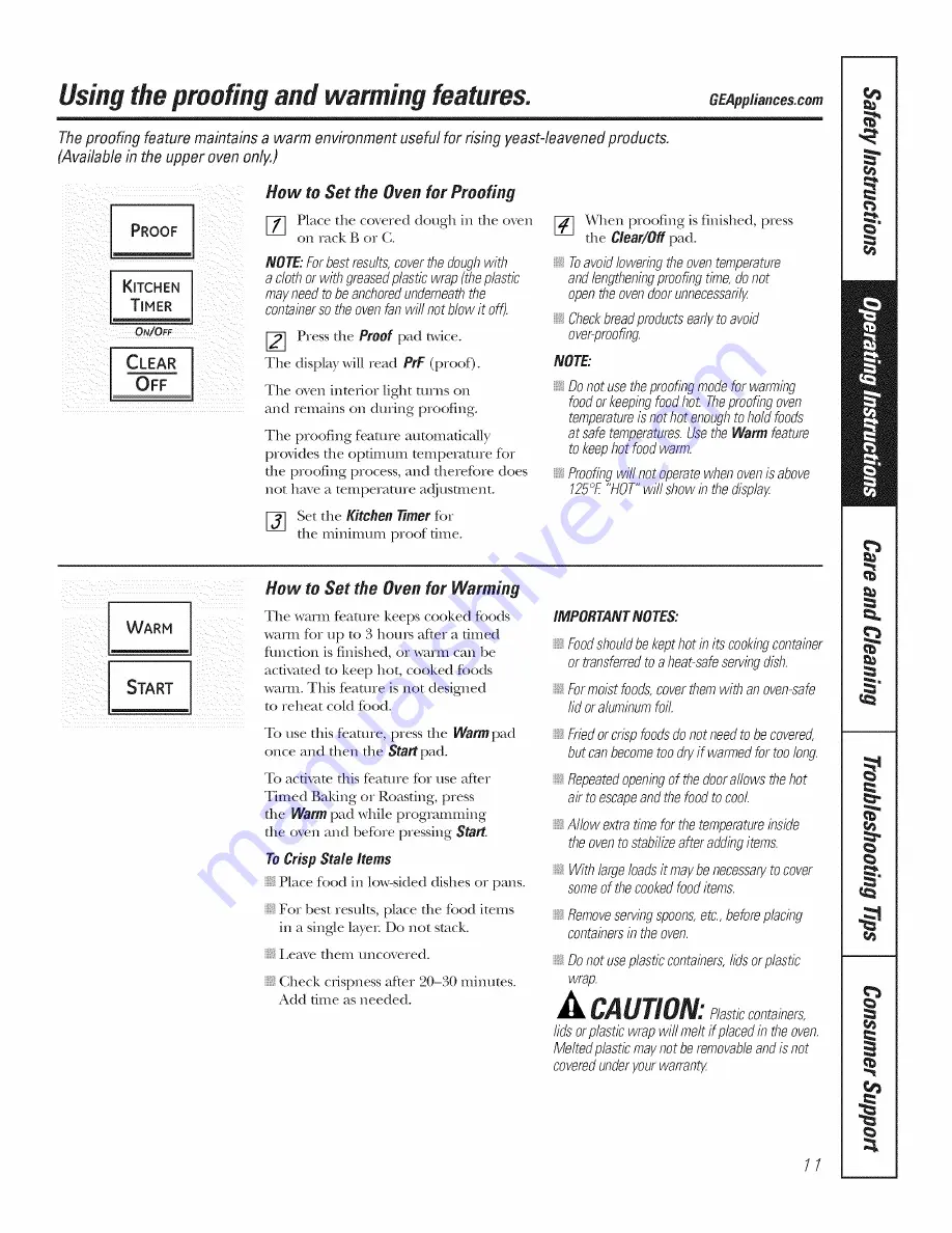 GE Profile PT916 Owner'S Manual Download Page 11