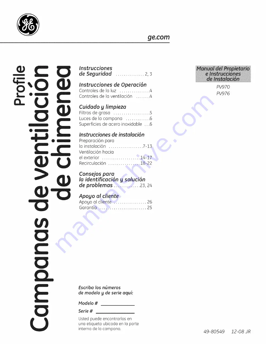 GE Profile PV976 Скачать руководство пользователя страница 27