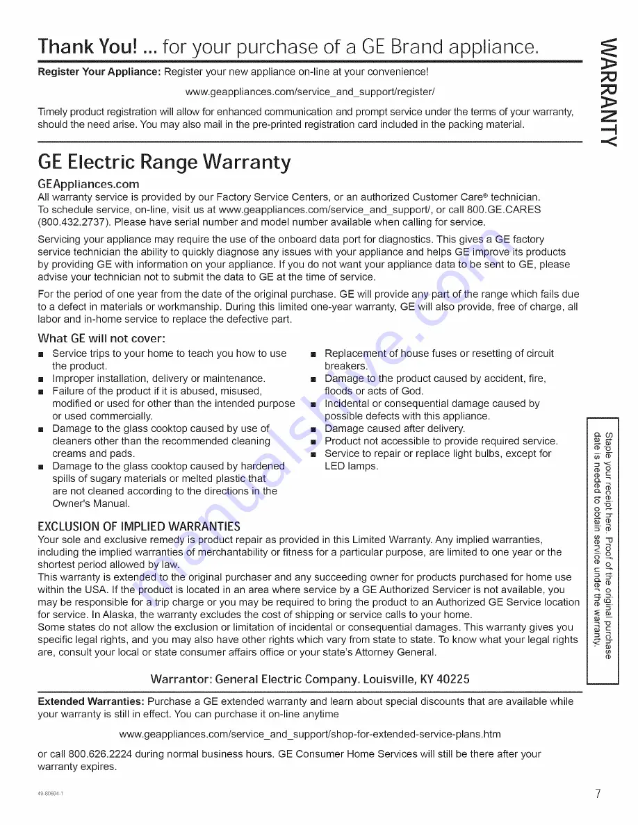 GE PS950SF2SS Скачать руководство пользователя страница 7