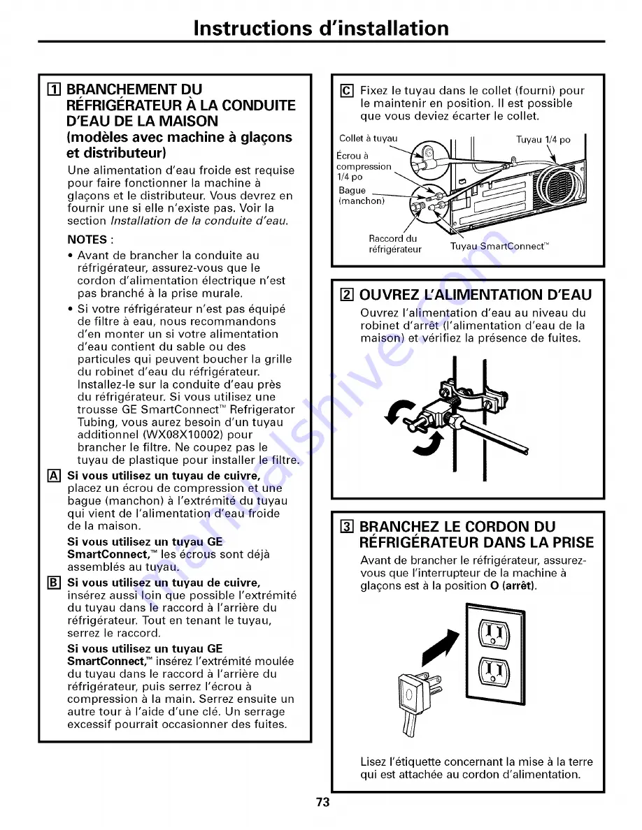 GE PSC23NHPABB and Owner'S Manual And Installation Download Page 73