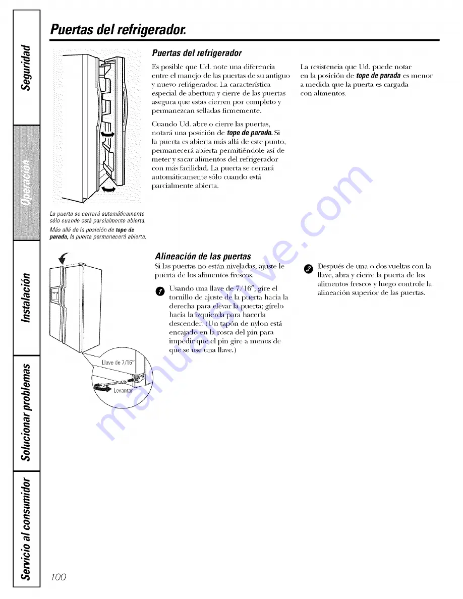 GE PSF26NGPCBB and Owner'S Manual And Installation Download Page 100