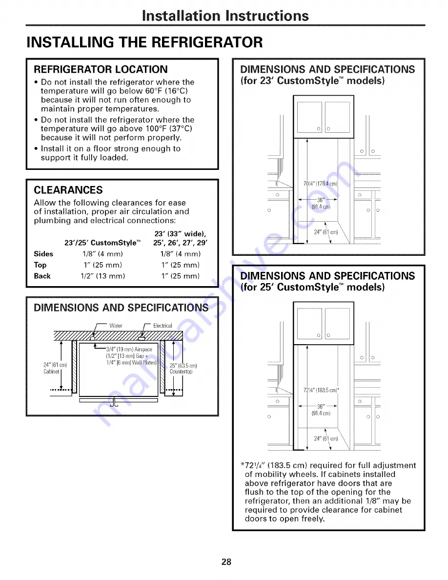 GE PSI23NGPBBB and Owner'S Manual And Installation Download Page 28