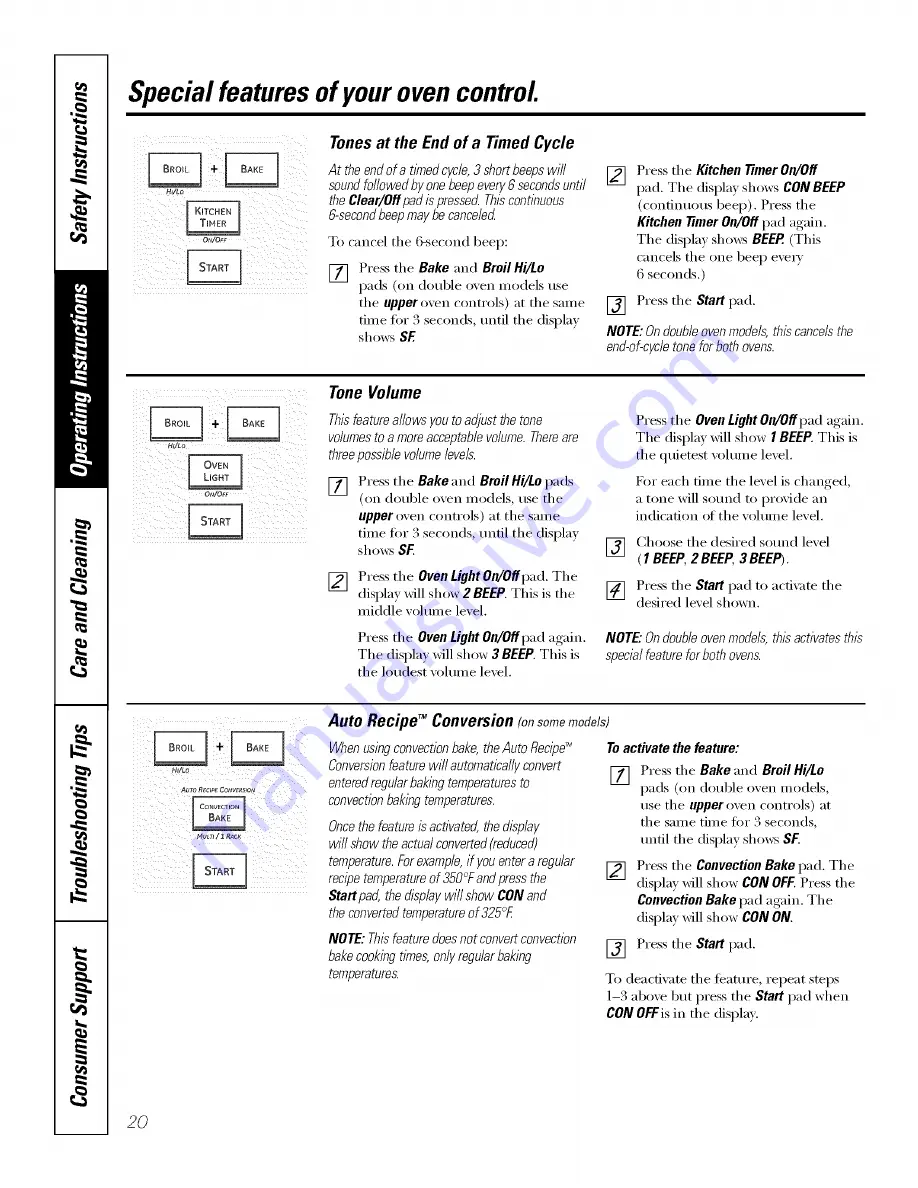 GE PT916SM1SS Owner'S Manual Download Page 20