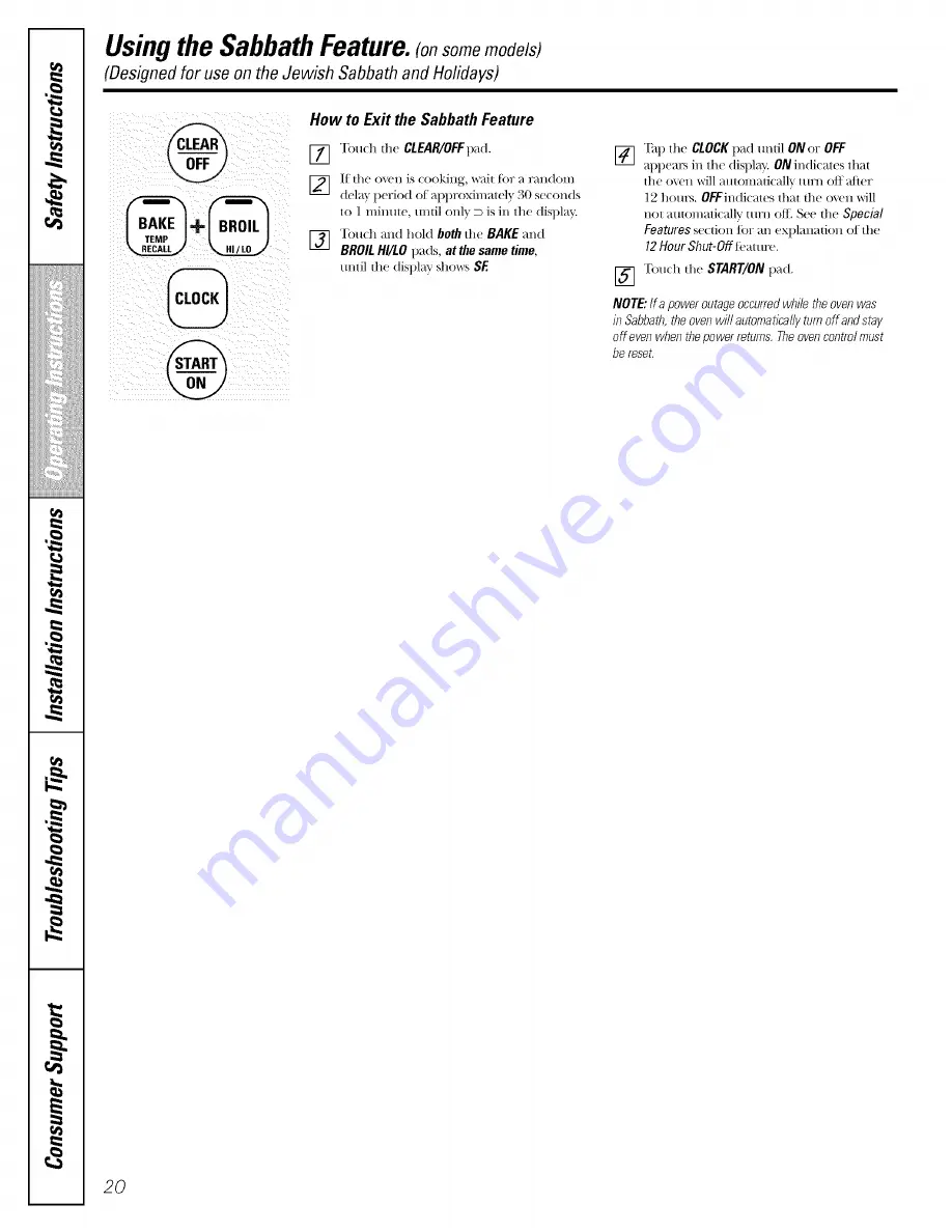 GE RGB740 Owner'S Manual & Installation Instructions Download Page 20