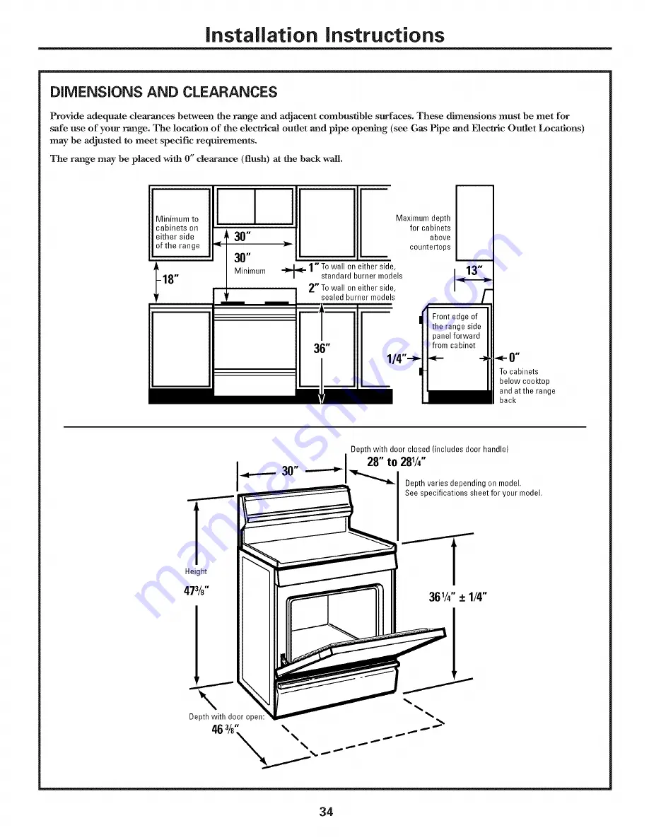 GE RGB740 Owner'S Manual & Installation Instructions Download Page 34