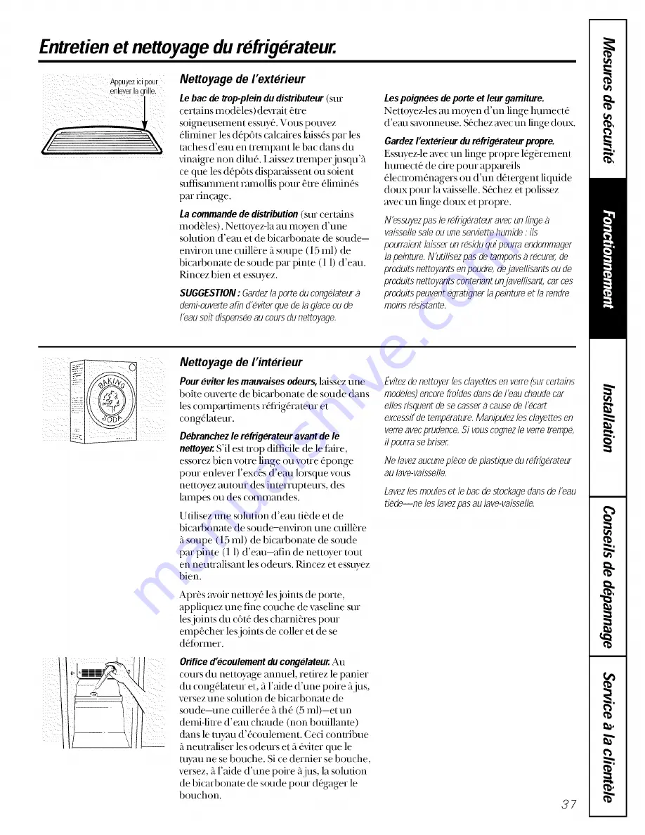 GE TFX20JAXFWW Owner'S Manual Download Page 37