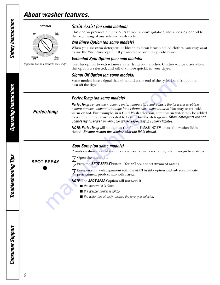 GE WCRE6270 Owner'S Manual Download Page 8