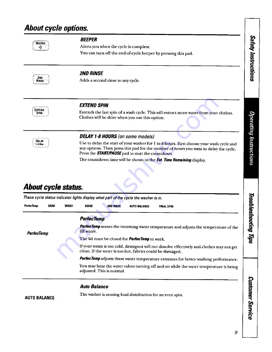 GE WPSE7003 Owner'S Manual Download Page 9