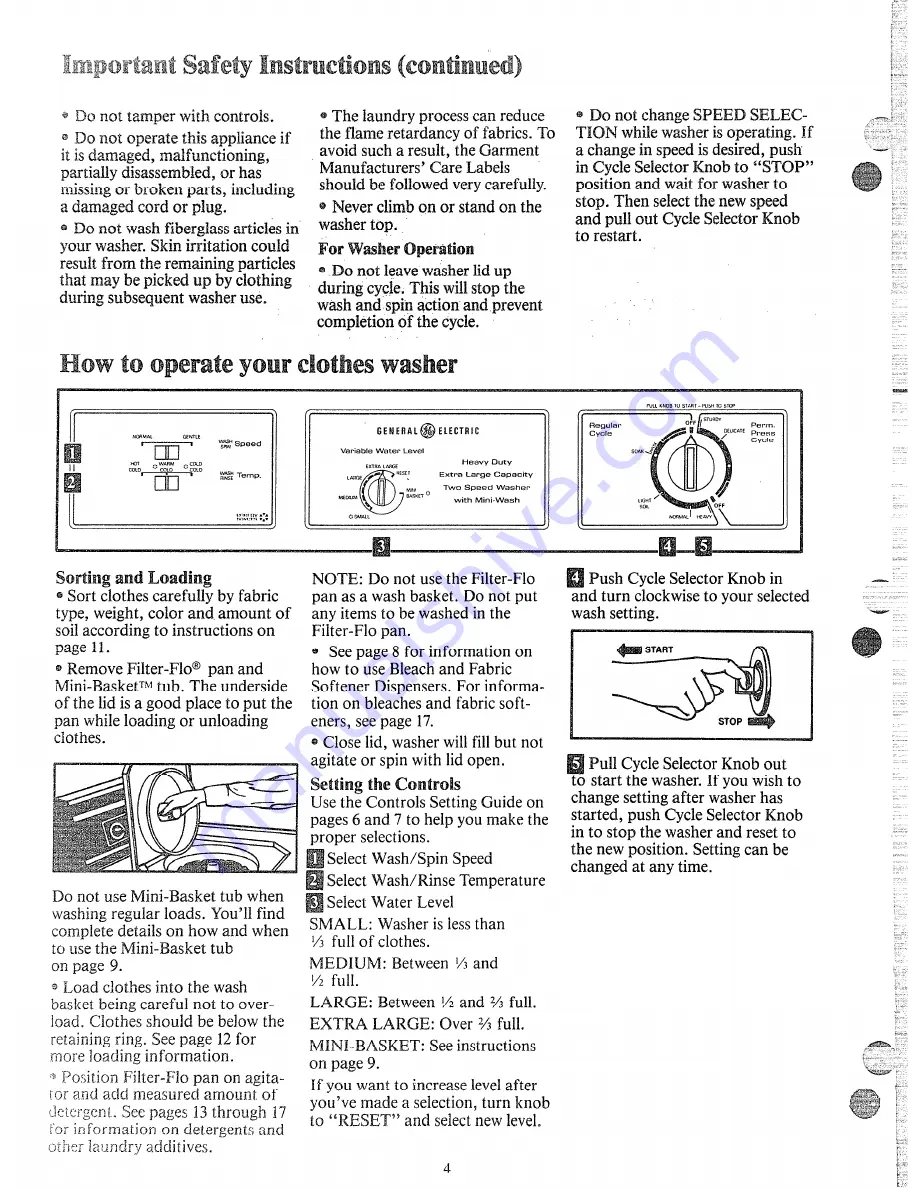 GE WWA80729AL Use And Care Manual Download Page 4