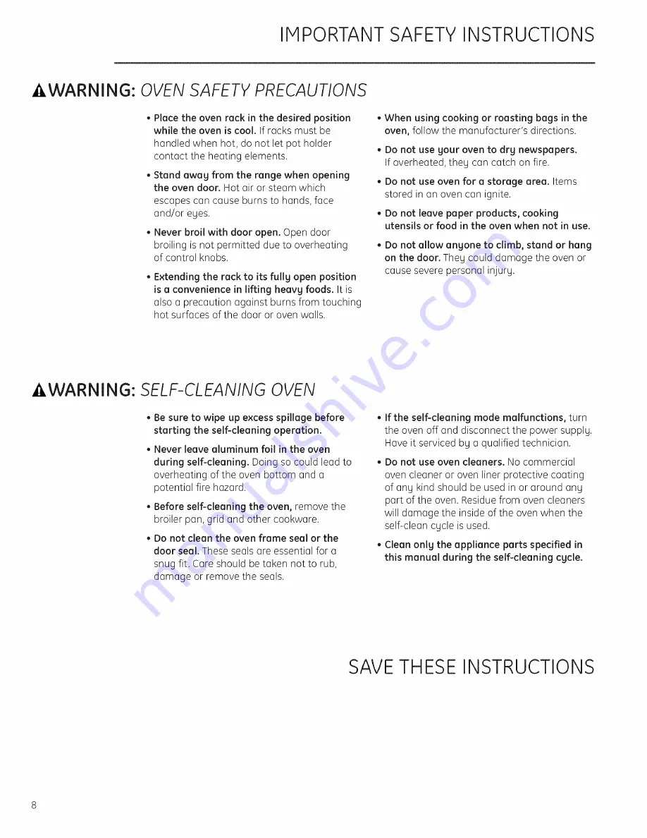 GE ZDP484LGP1SS Owner'S Manual Download Page 8