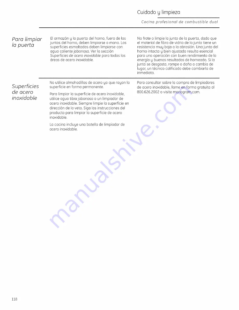 GE ZDP484LGP1SS Owner'S Manual Download Page 118