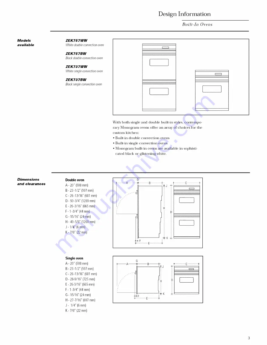 GE ZEK 75 7WW Installation Instructions Manual Download Page 3