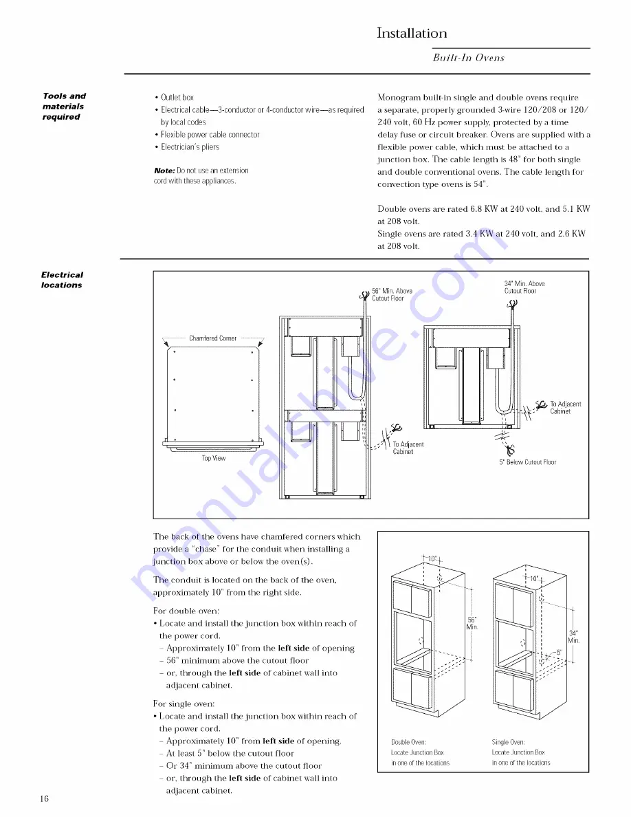 GE ZEK 75 7WW Installation Instructions Manual Download Page 16