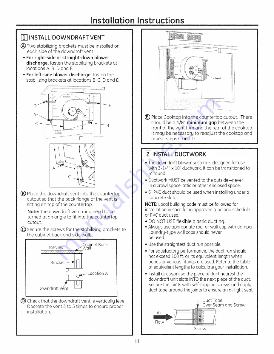 GE ZVB30ST4SS Installation Instructions Manual Download Page 11