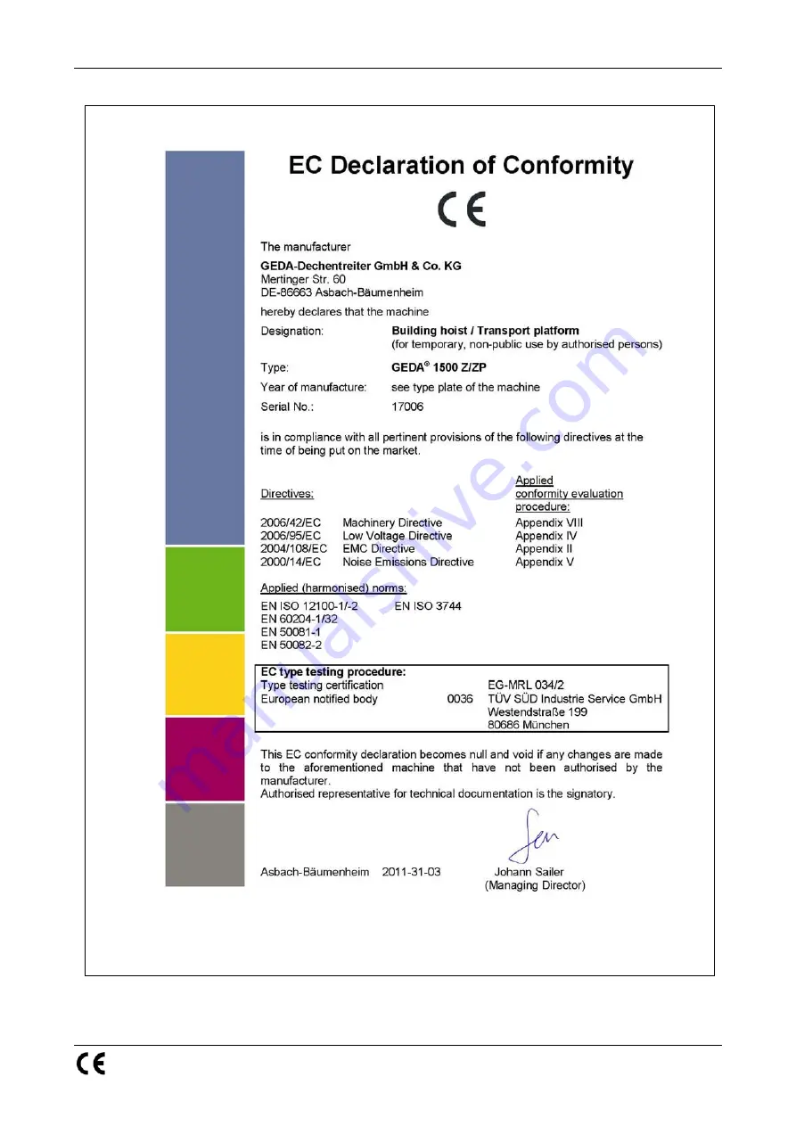 GEDA 1500 Z/ZP Operating Manual Download Page 2