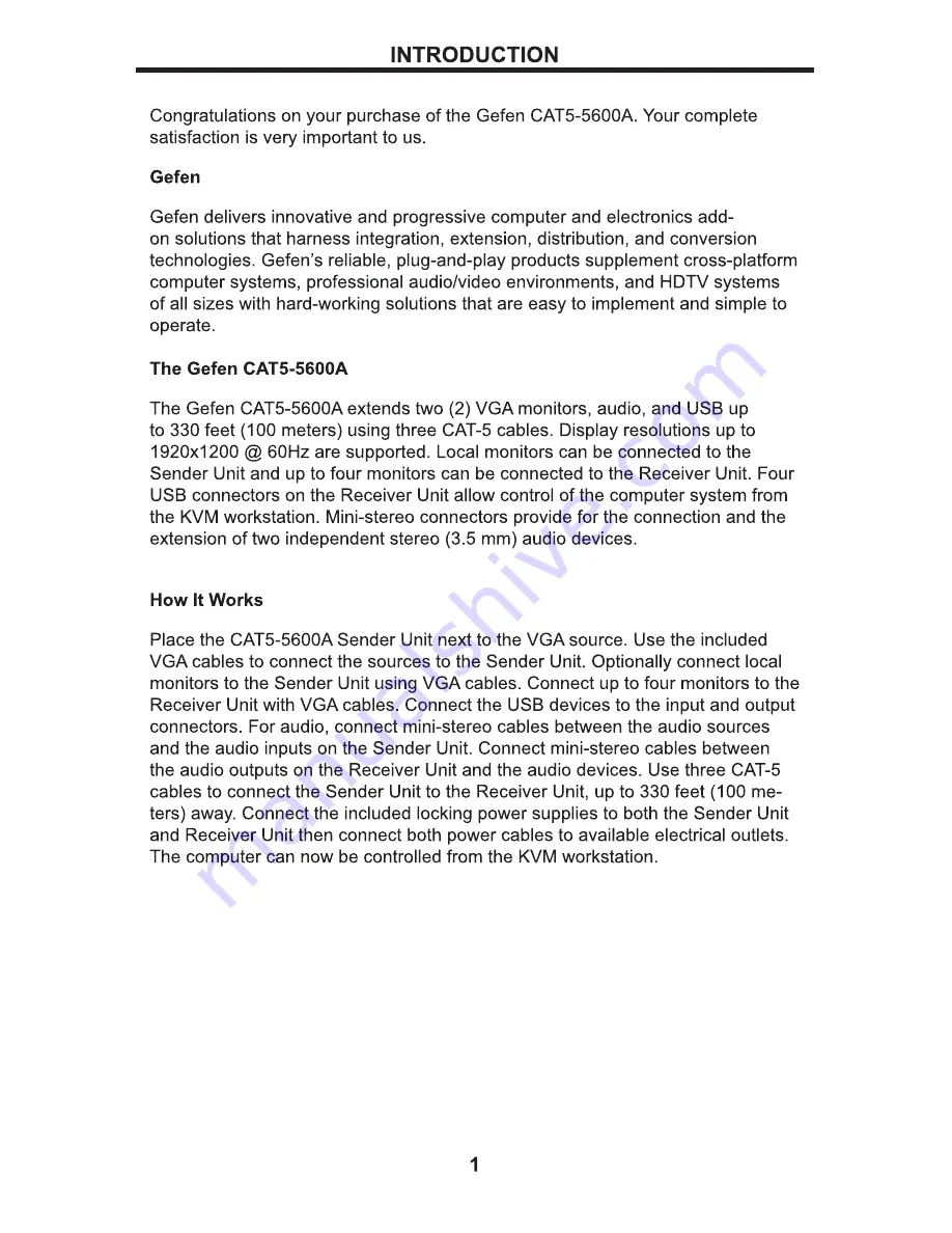 Gefen EXT-CAT5-5600A User Manual Download Page 5