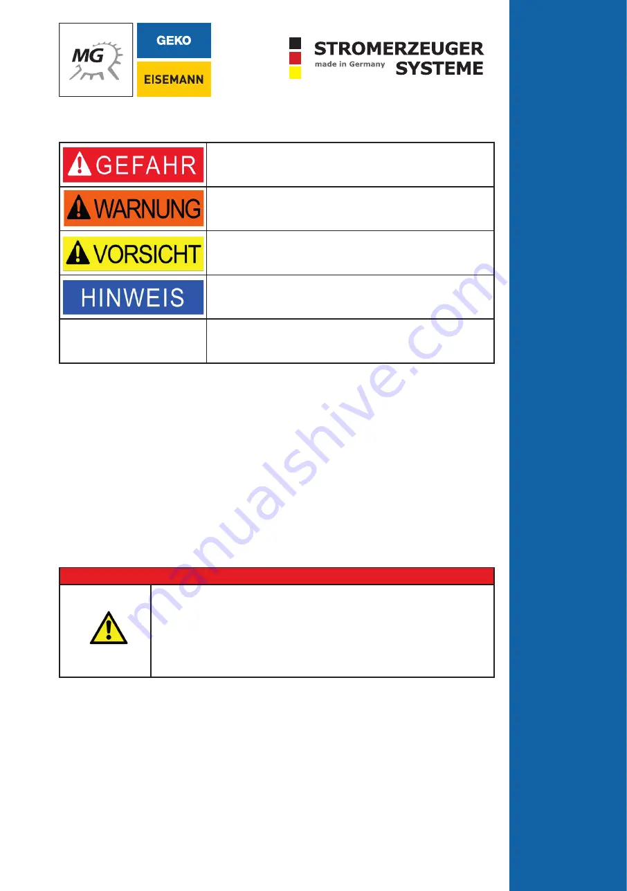 Geko Stromerzeuger 2801 E-A/SHBA Operating Manual Download Page 15