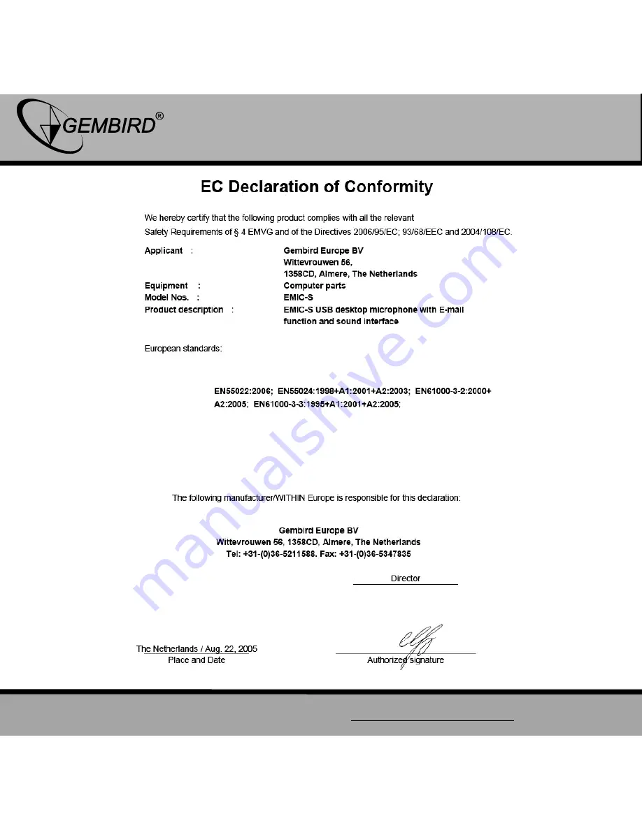 Gembird EMIC-S User Manual Download Page 10