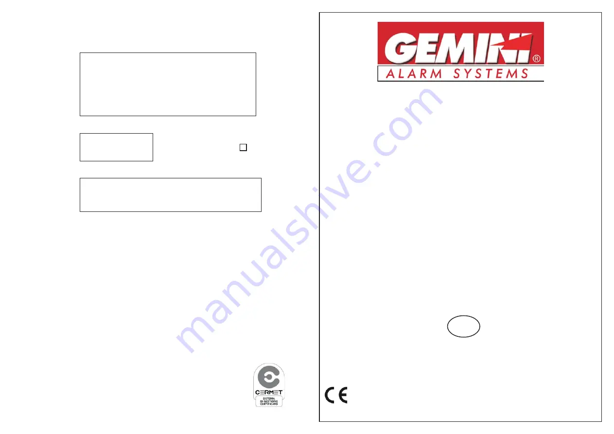 Gemini 931T Installation And Use Manual Download Page 1