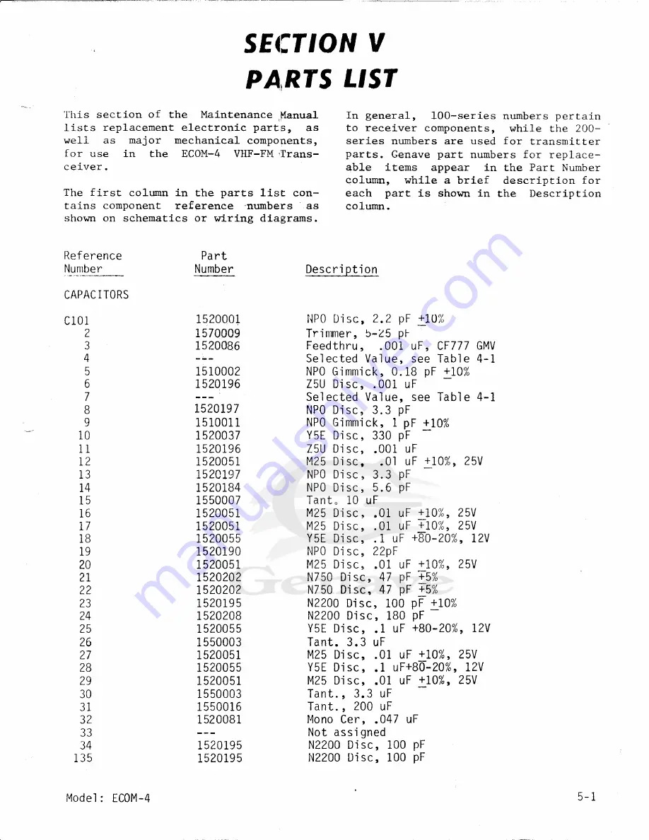 Genave ECOM-4 Maintenance Manual Download Page 25