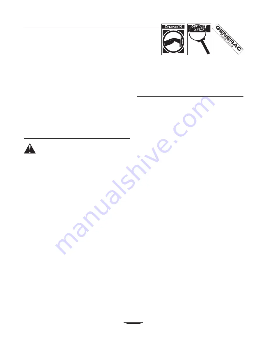 Generac Portable Products 1467-0 Owner'S Manual Download Page 11