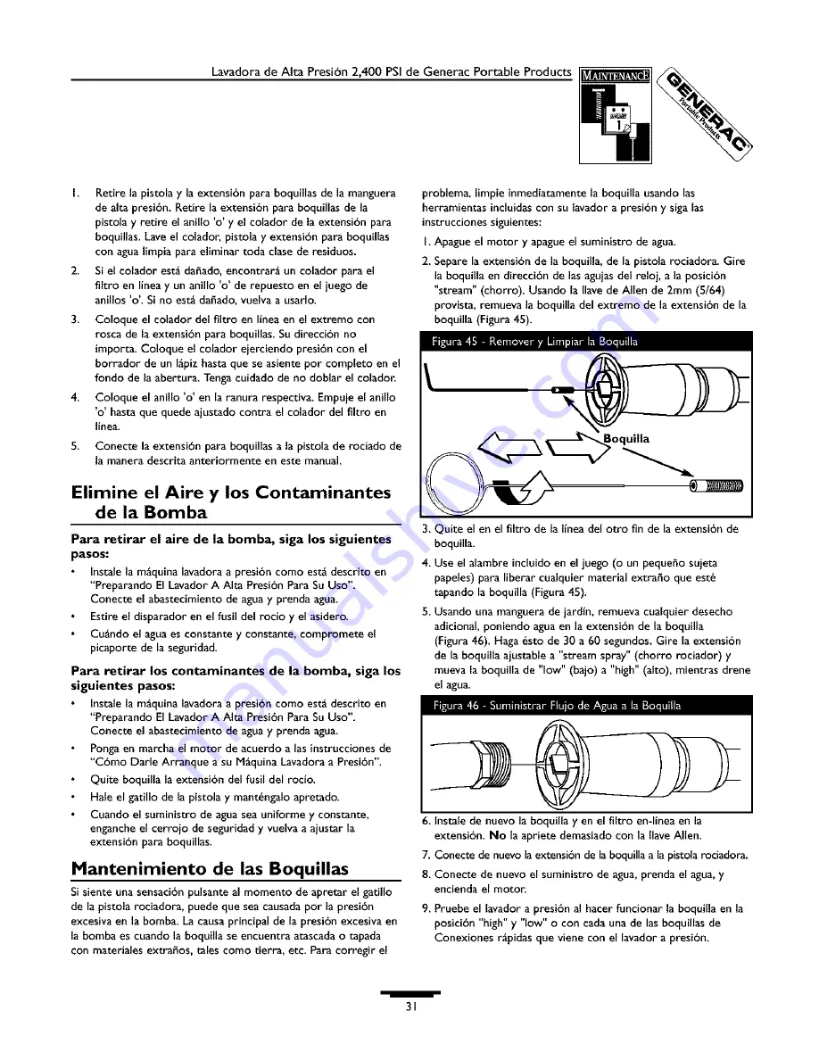 Generac Portable Products 1537-1 Owner'S Manual Download Page 31