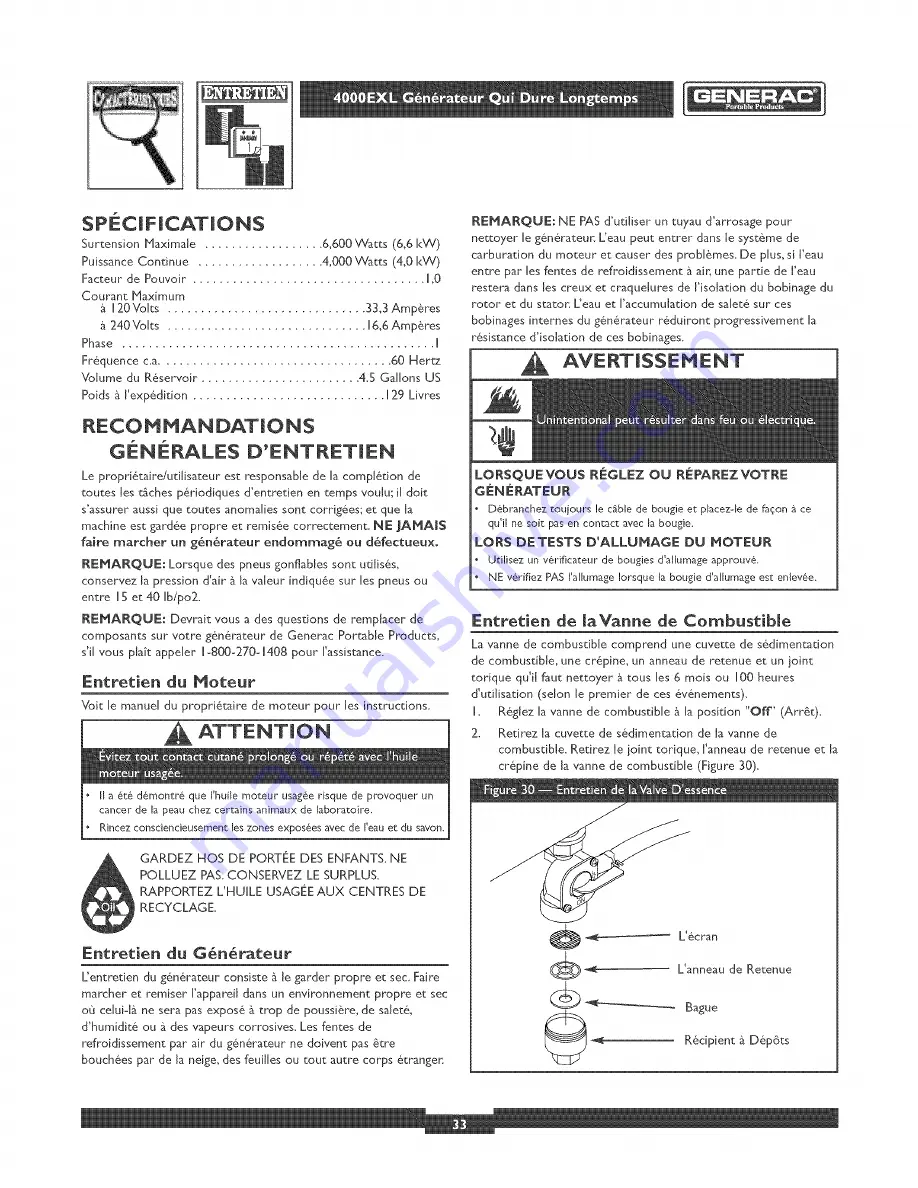 Generac Portable Products 1656-1 Owner'S Manual Download Page 33