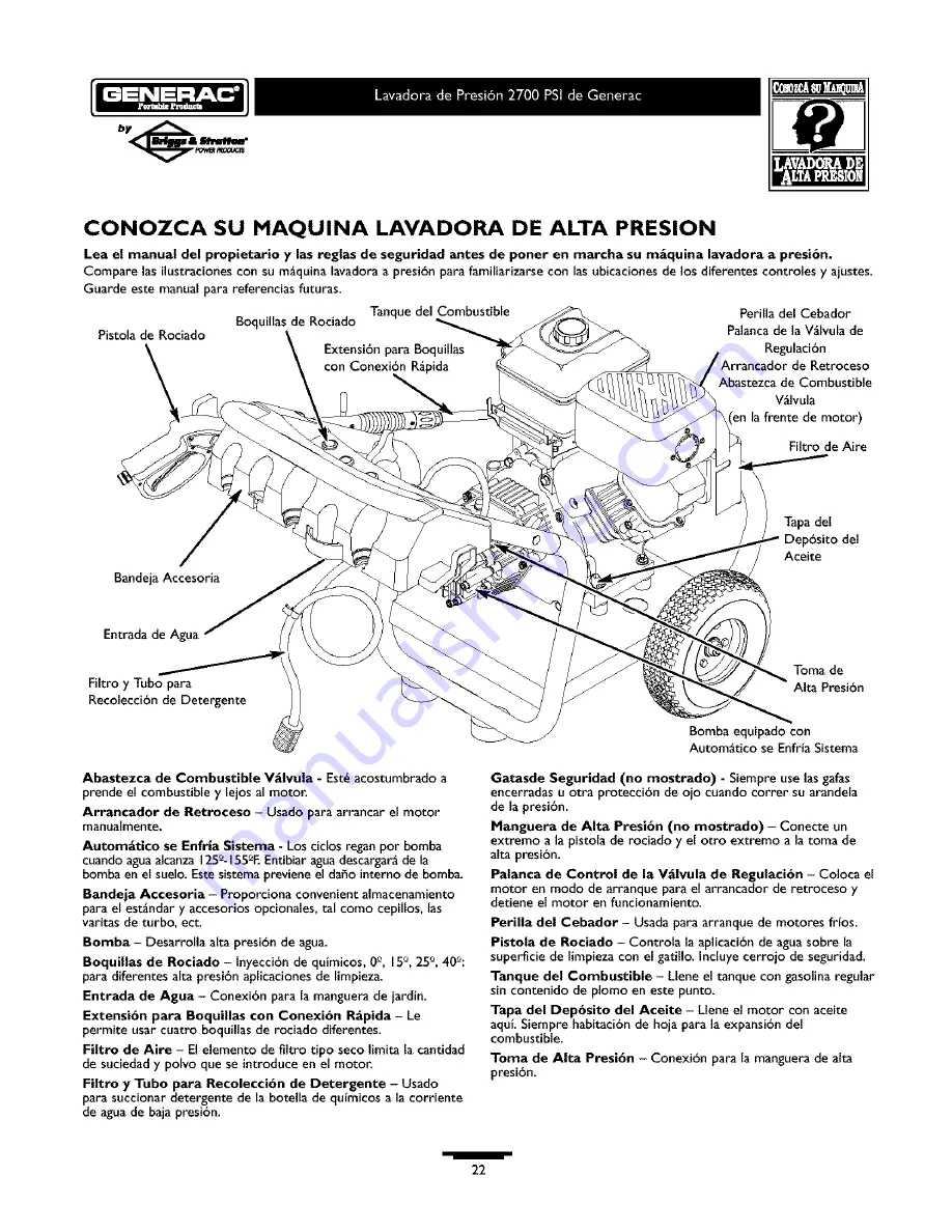 Generac Portable Products 1676-1 Owner'S Manual Download Page 22