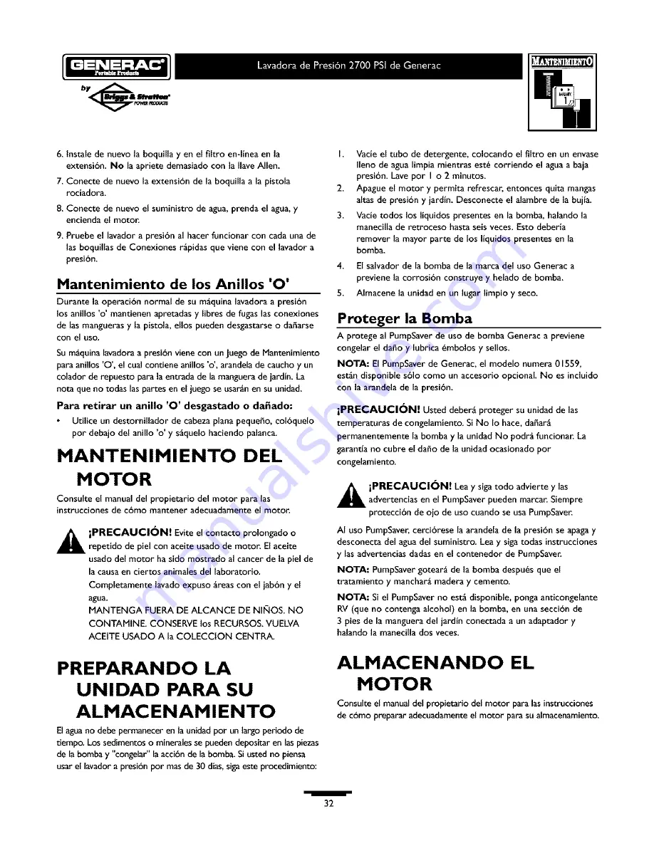 Generac Portable Products 1676-1 Owner'S Manual Download Page 32