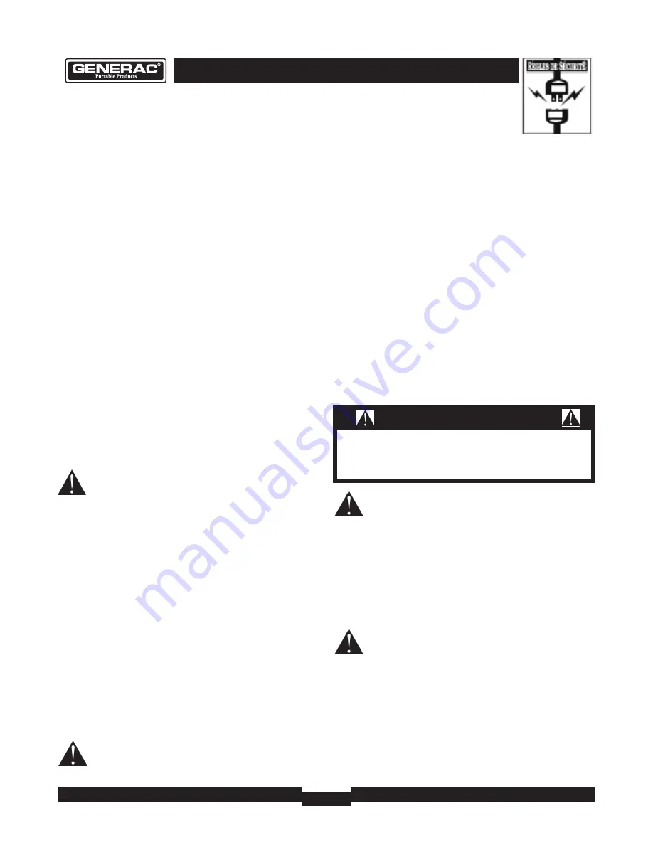 Generac Portable Products 7000EXL Owner'S Manual Download Page 20