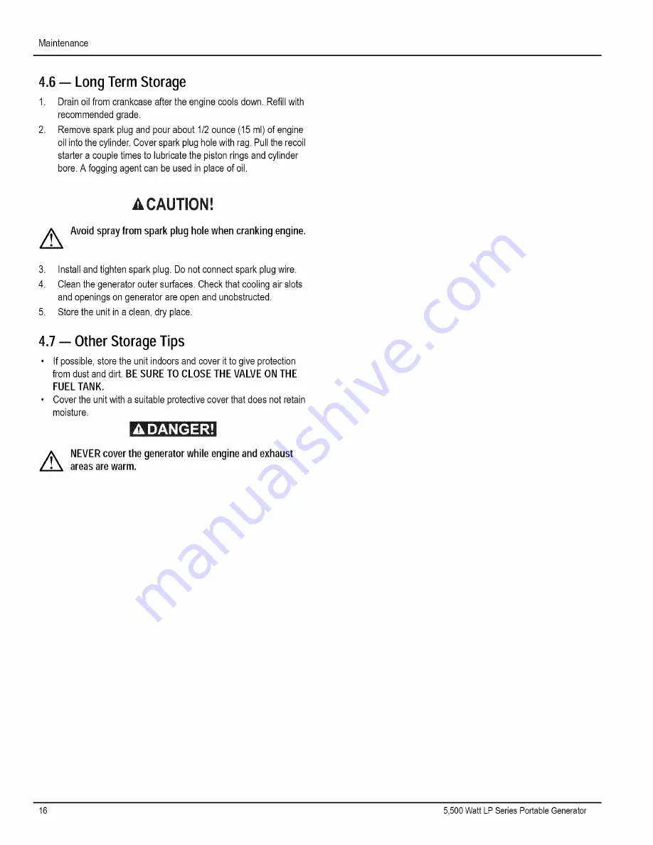 Generac Power Systems 006001-0 Owner'S Manual Download Page 20