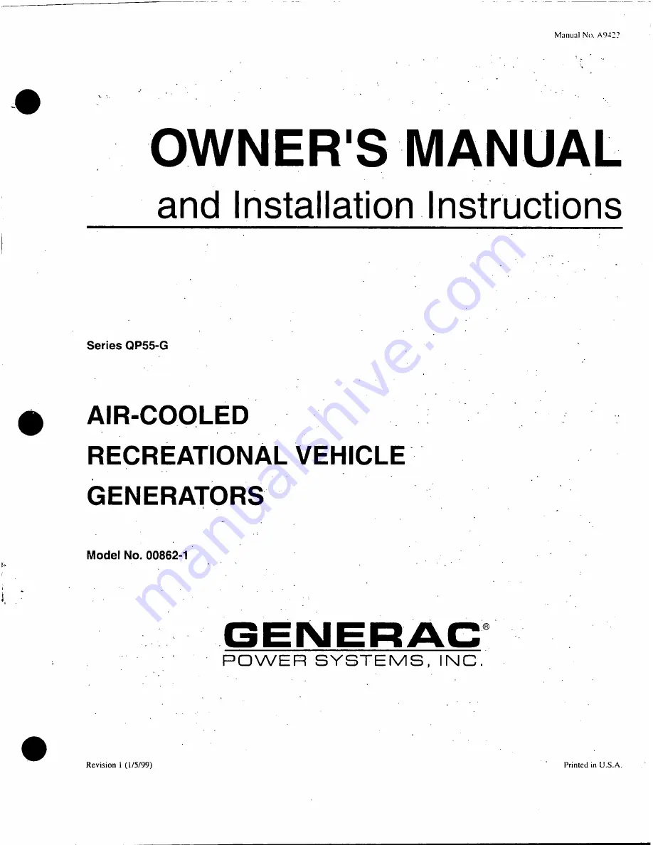 Generac Power Systems 00862-1 Скачать руководство пользователя страница 1