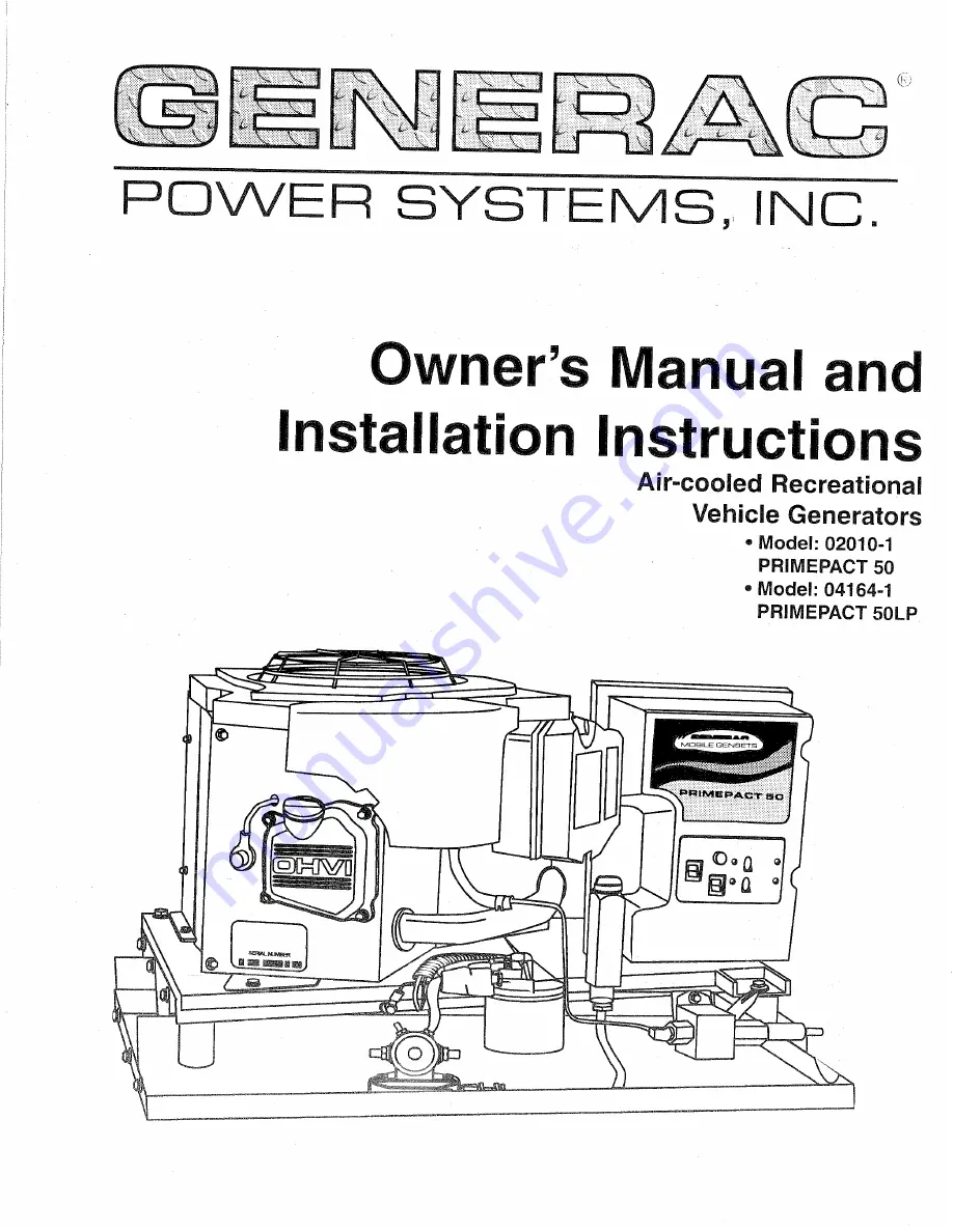 Generac Power Systems 02010-1 Owners And Installation Manual Download Page 1