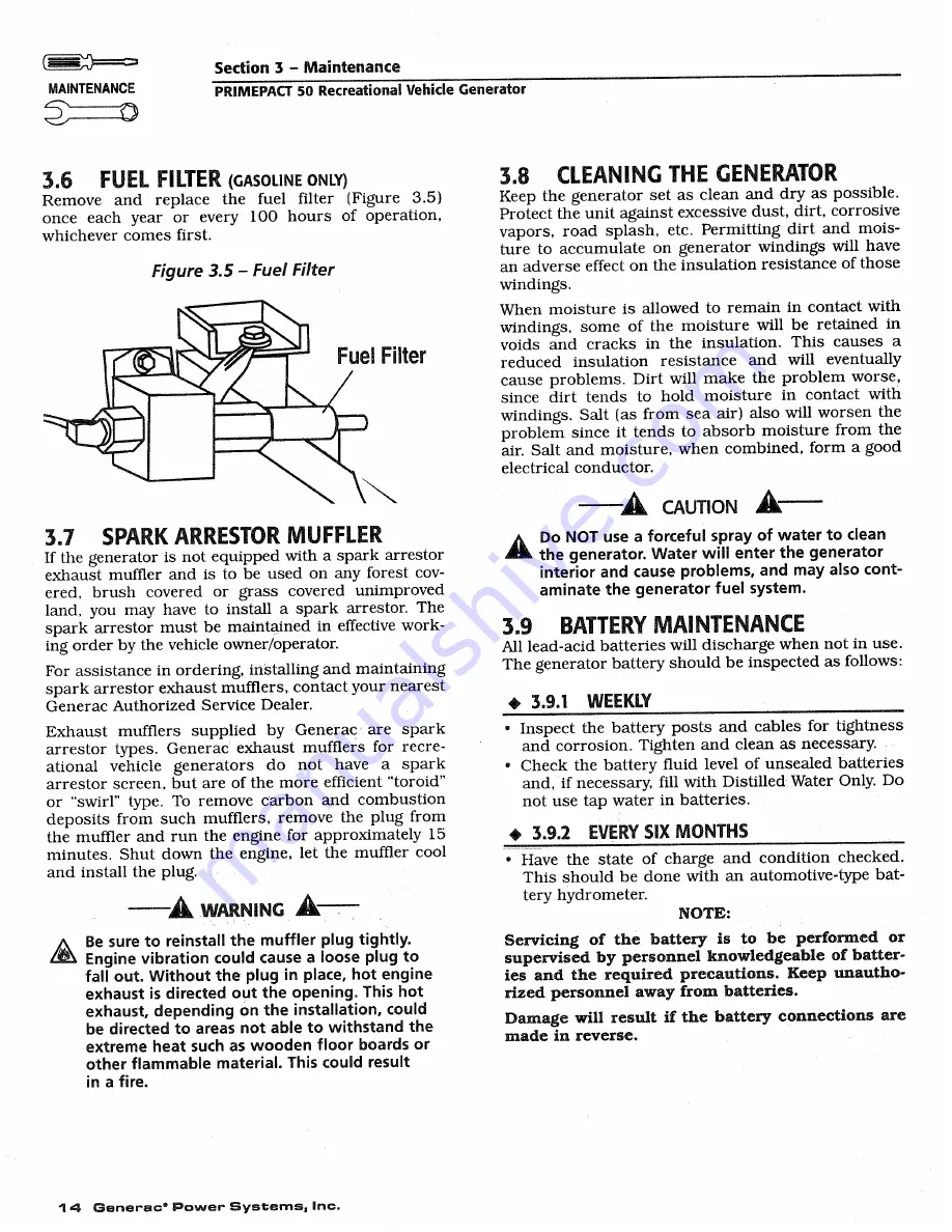 Generac Power Systems 02010-1 Owners And Installation Manual Download Page 16