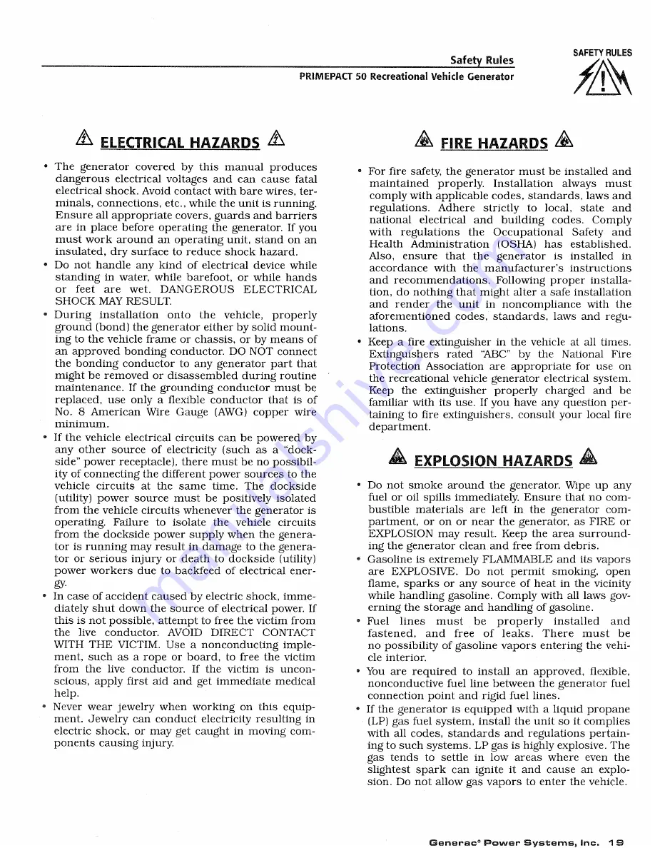 Generac Power Systems 02010-1 Owners And Installation Manual Download Page 21