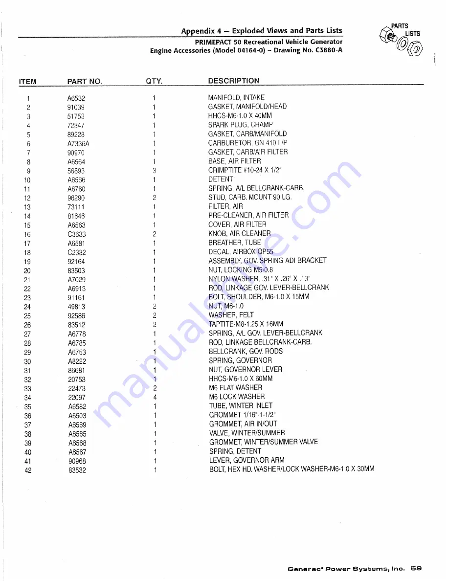 Generac Power Systems 02010-1 Owners And Installation Manual Download Page 61