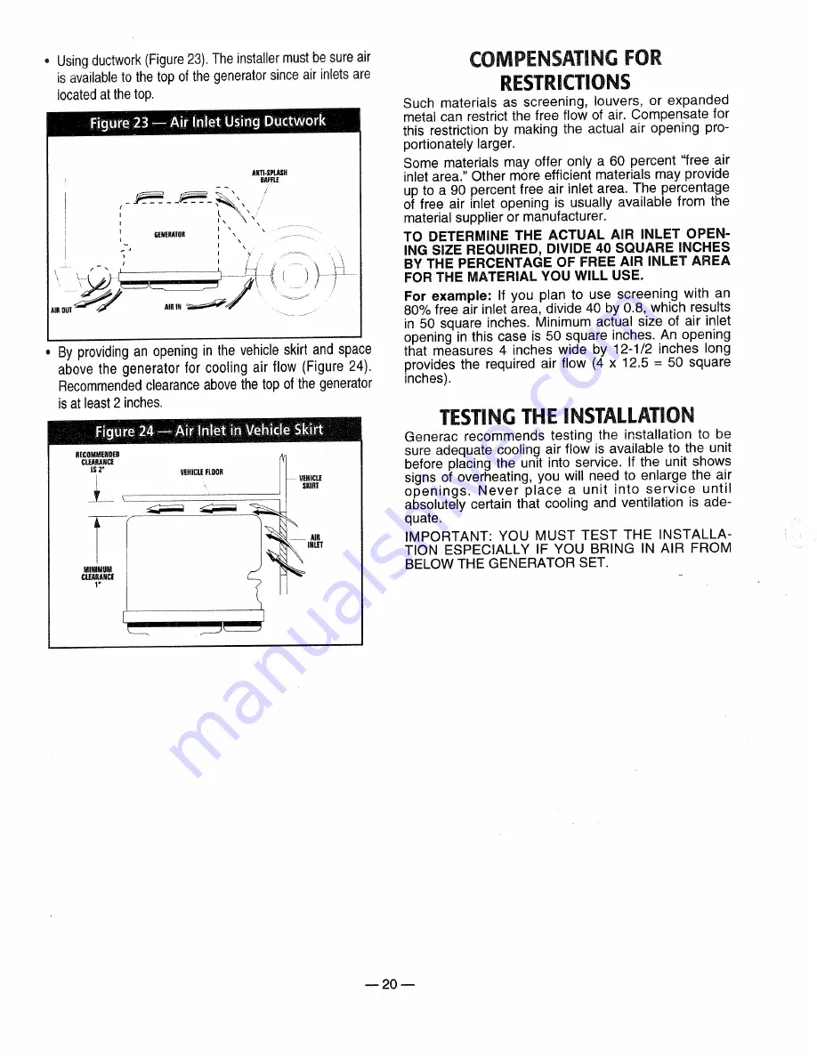 Generac Power Systems 0661-4 Owner'S Manual Download Page 22